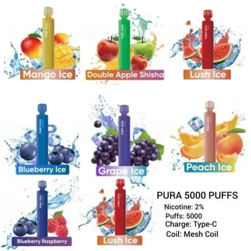 PURA 5000 PUFFS Disposable Vape In UAE PURA 5000 PUFFS