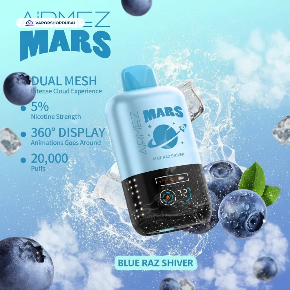 AiRMEZ Mars 20000 Puffs Disposable Vape In UAE 35 blue-raz-shiver
