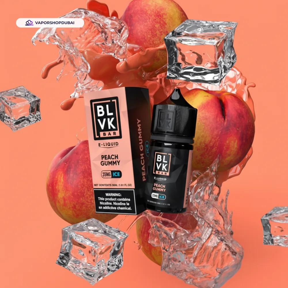 BLVK Nicotine Salt Vape In UAE 25 peach-gummy-ice-blvk-bar