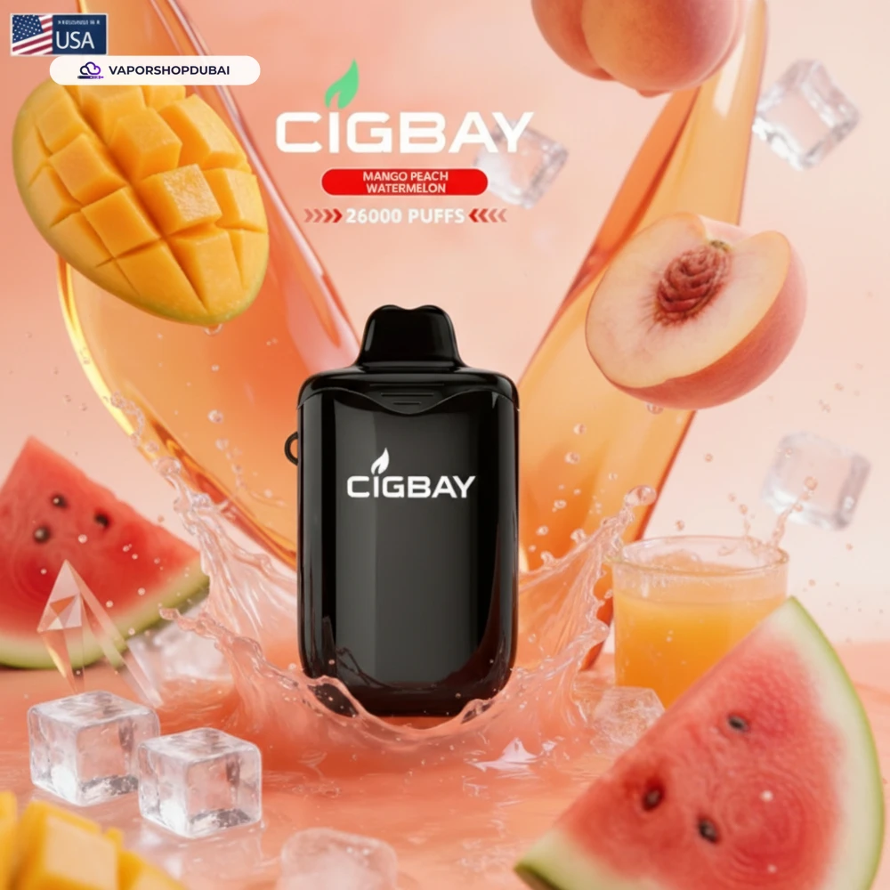 Cigbay 26000 Puffs Disposable Vape Kit 20mg in the UAE 29 mango-peach-watermelon