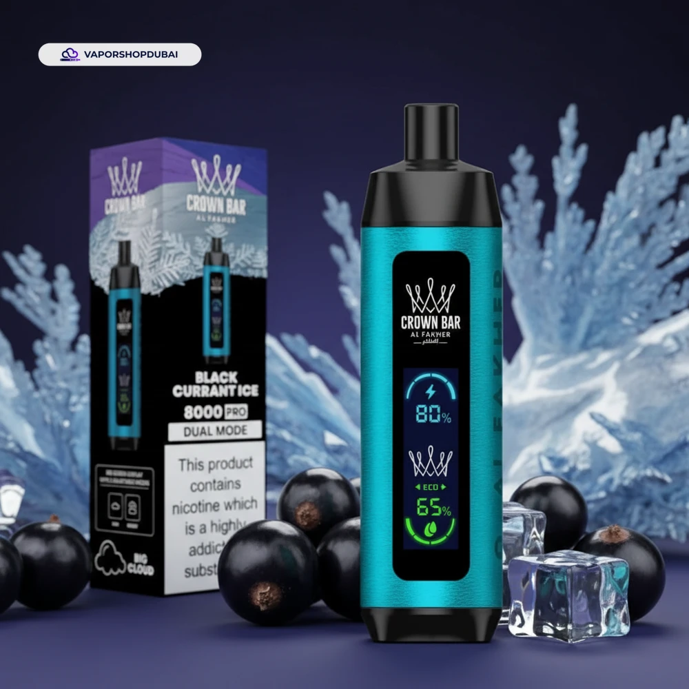 Crown Bar Al Fakher 8000 Pro DTL 8000Puffs Dual Mode Disposable Vape In UAE 42 black-currant-ice