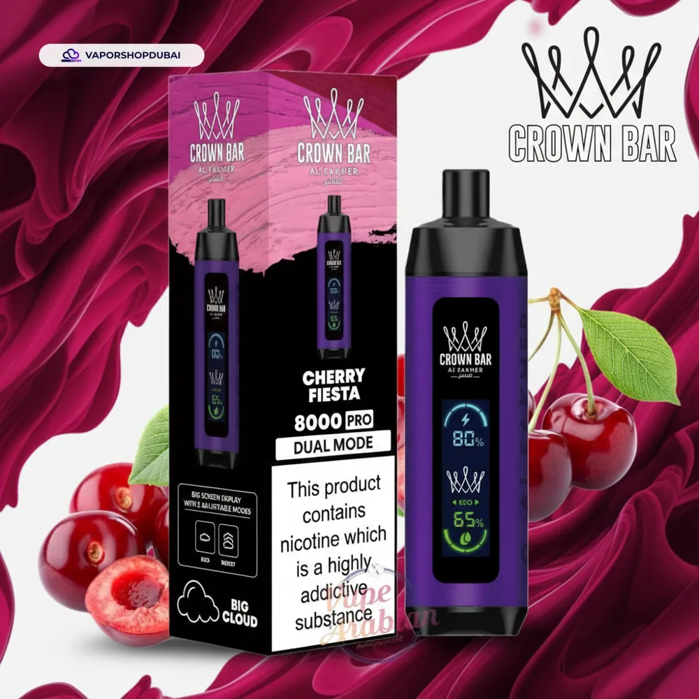 Crown Bar Al Fakher 8000 Pro DTL 8000Puffs Dual Mode Disposable Vape In UAE 46 cherry-fiesta