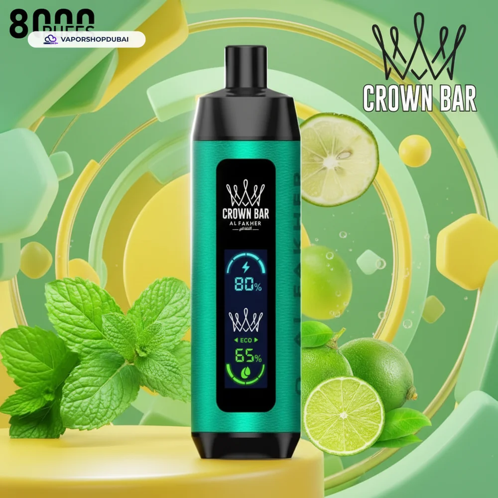 Crown Bar Al Fakher 8000 Pro DTL 8000Puffs Dual Mode Disposable Vape In UAE 52 lemon-mint