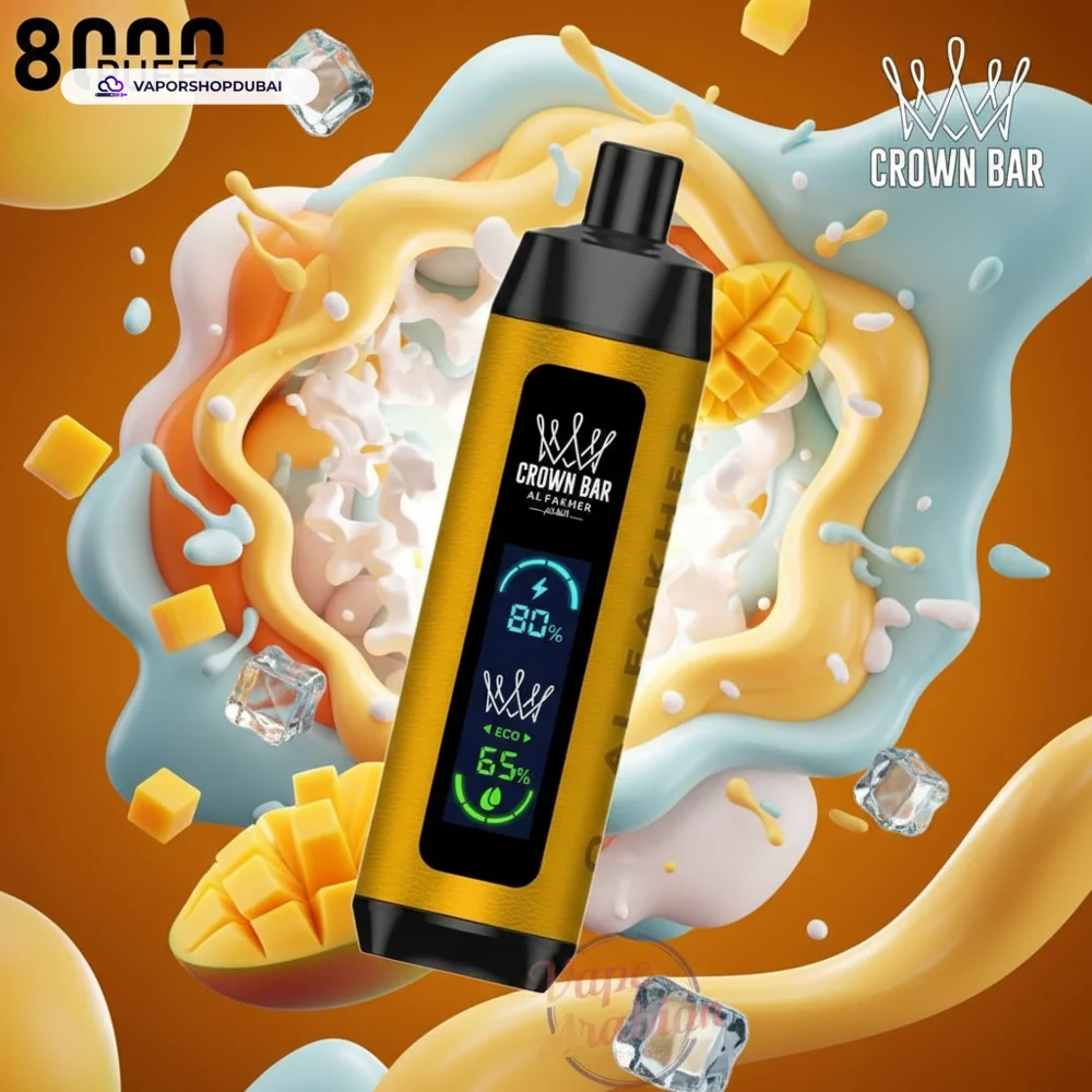 Crown Bar Al Fakher 8000 Pro DTL 8000Puffs Dual Mode Disposable Vape In UAE 57 mango-ice
