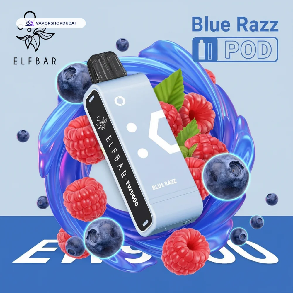 Elf Bar EW9000 Replacement Pods Prefilled 9000 Puffs In UAE 50 blue-razz