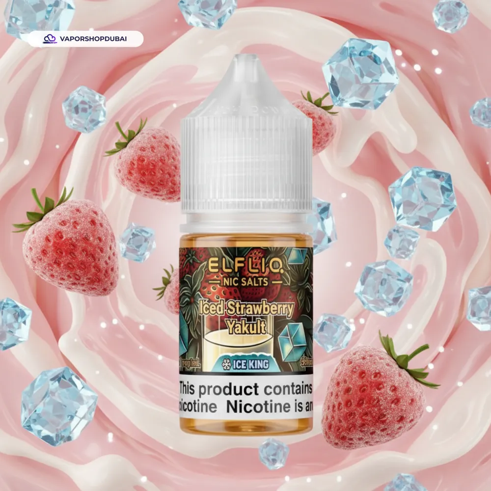 ELFLIQ Nic Salts E-Liquid In UAE 45 iced-strawberry-yakult