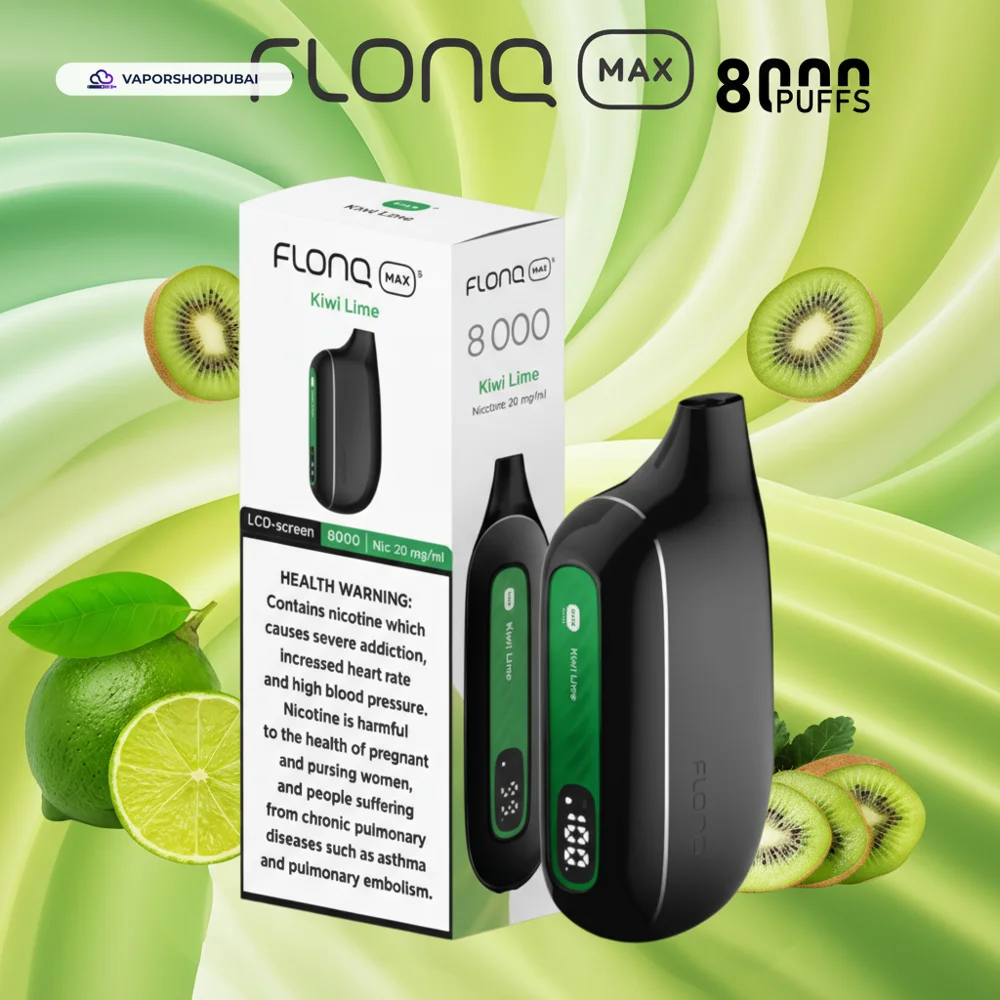 Flonq Max S 8000 Puffs Disposable Vape In UAE 25 kiwi-lime
