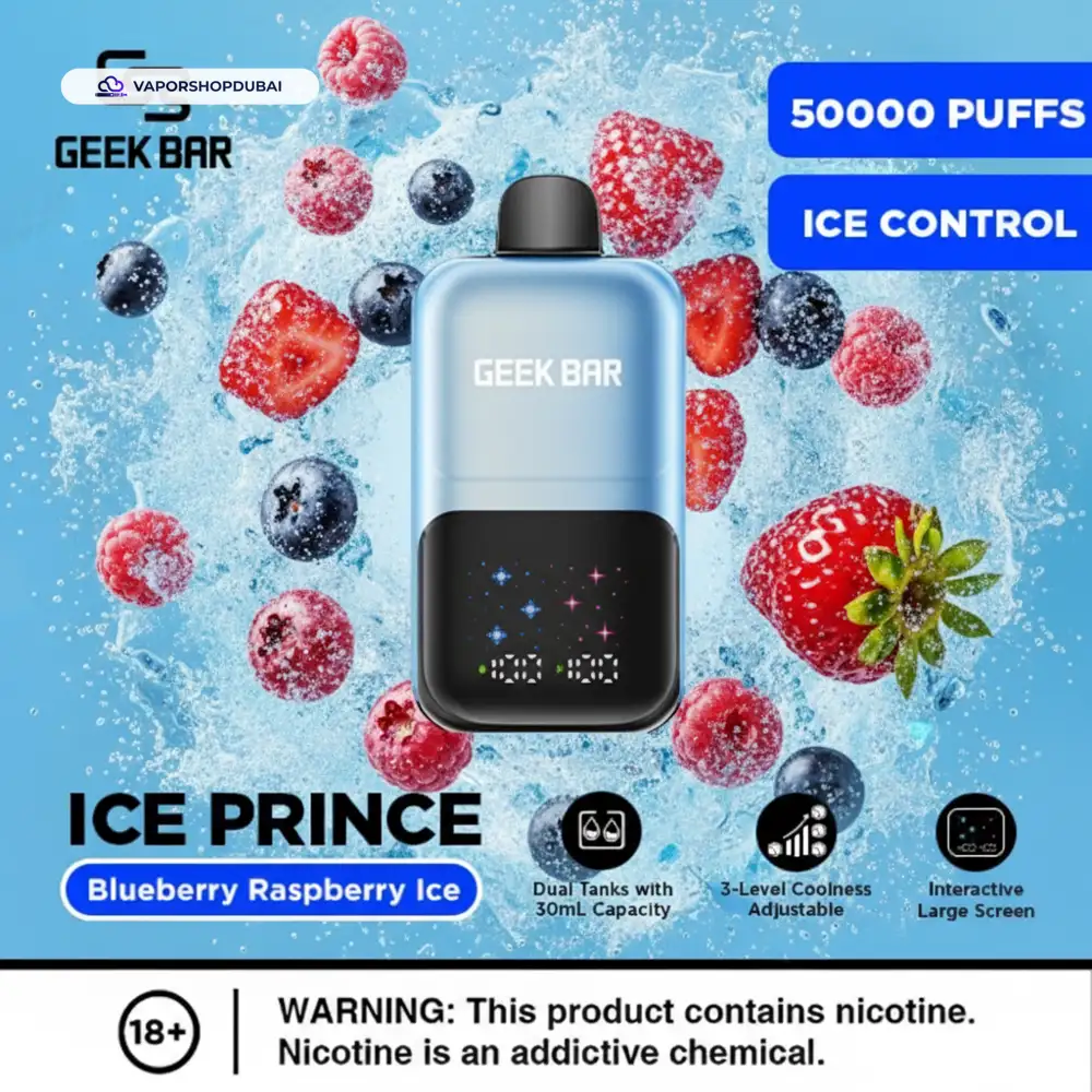 Geek Bar Ice Prince 50000 Puffs Disposable Vape In UAE 22 blueberry-raspberry-ice