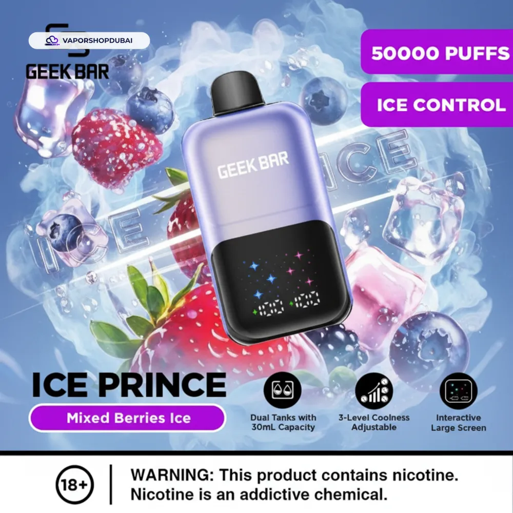 Geek Bar Ice Prince 50000 Puffs Disposable Vape In UAE 20 Geek Bar Ice Prince 50000 Puffs Disposable Vape In UAE