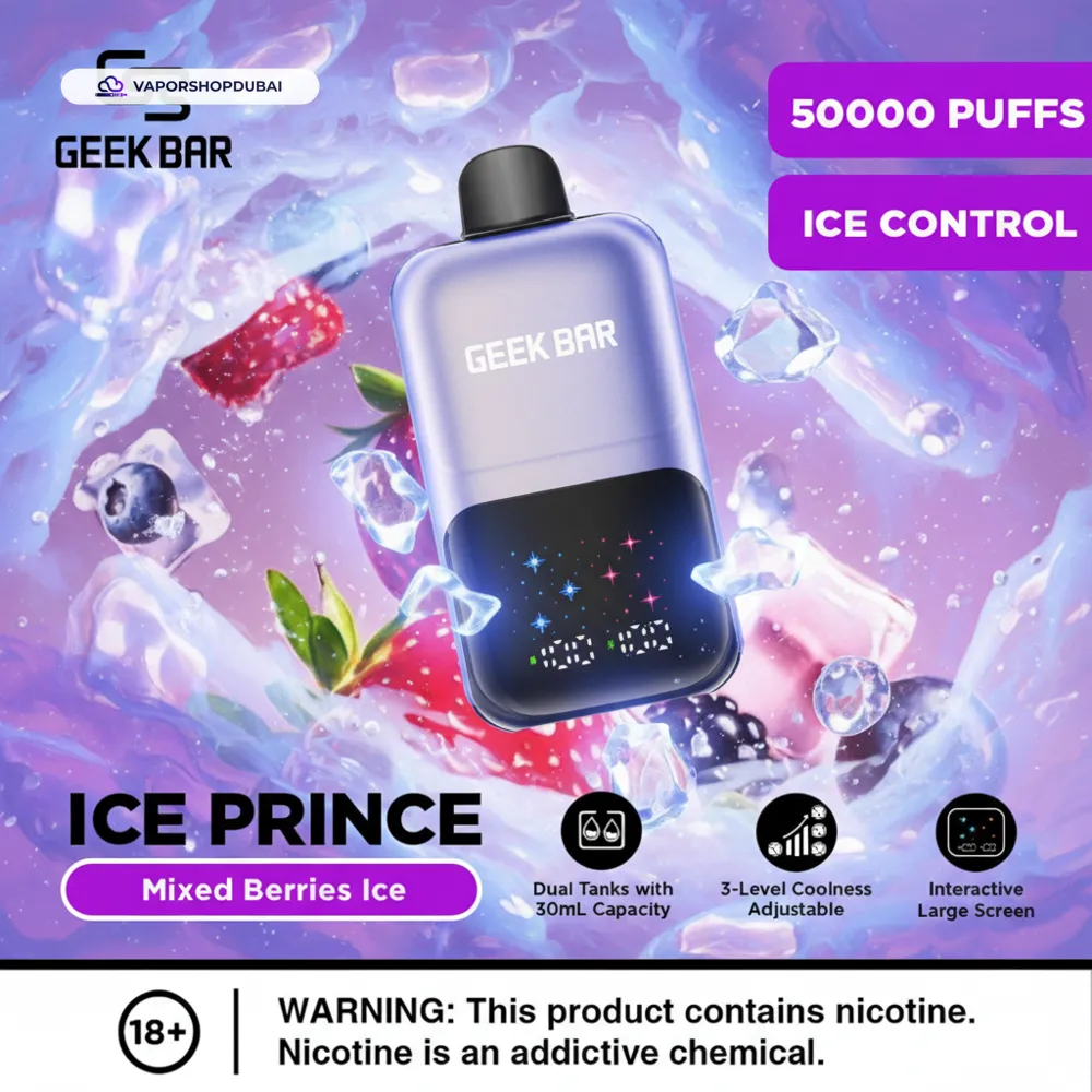 Geek Bar Ice Prince 50000 Puffs Disposable Vape In UAE 9 Geek Bar Ice Prince 50000 Puffs Disposable Vape In UAE