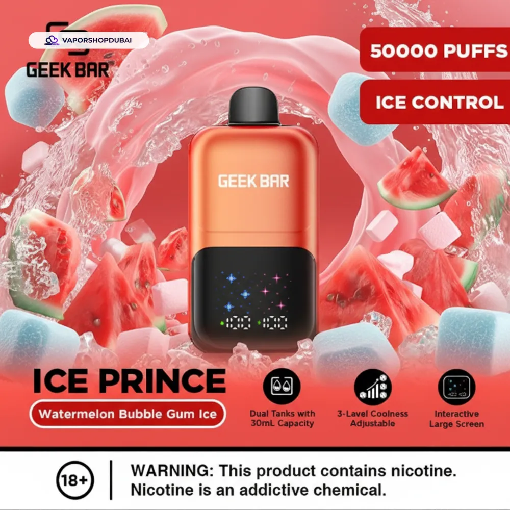 Geek Bar Ice Prince 50000 Puffs Disposable Vape In UAE 30 watermelon-bubble-gum-ice