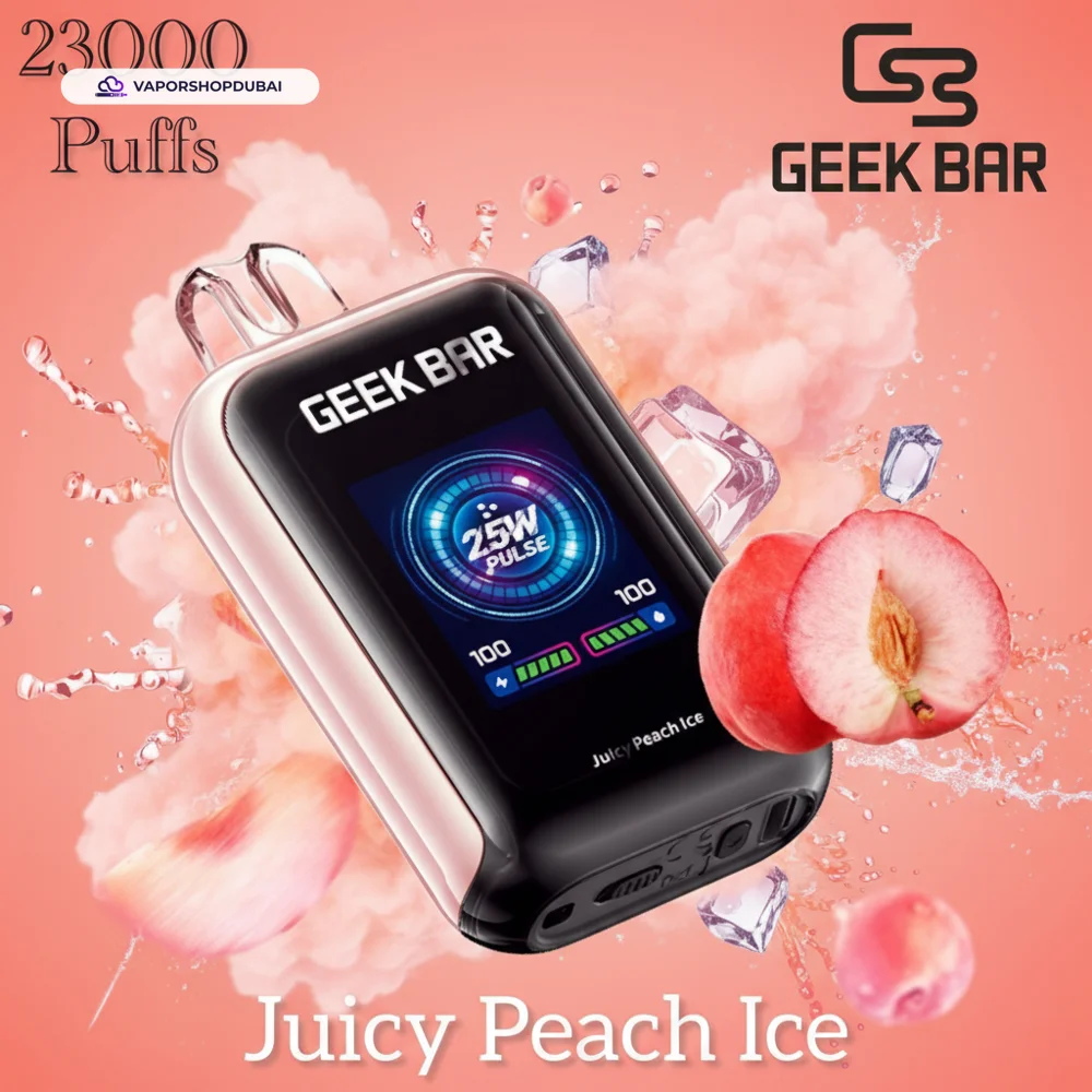 Geek Bar Watt 23000 Puffs Disposable Vape 5% (50mg) Nicotine In UAE, DUBAI 26 juicy-peach-ice