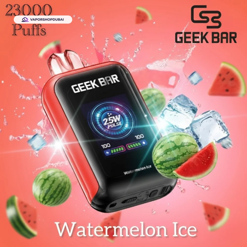 Geek Bar Watt 23000 Puffs Disposable Vape 5% (50mg) Nicotine In UAE, DUBAI 32 watermelon-ice