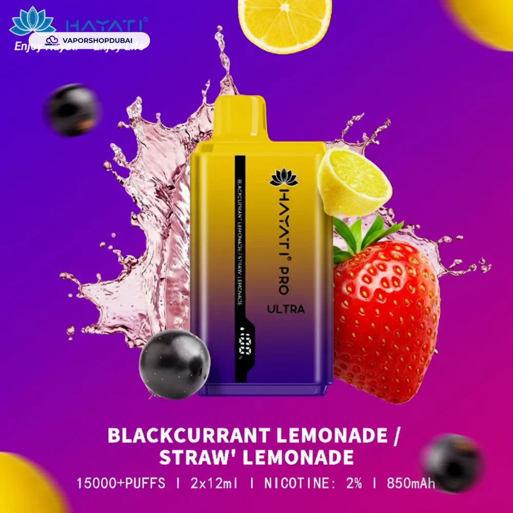 Hayati Pro Ultra 15000 Puffs Disposable Vape In UAE 58 blackcurrant-lemonade-straw-lemonade