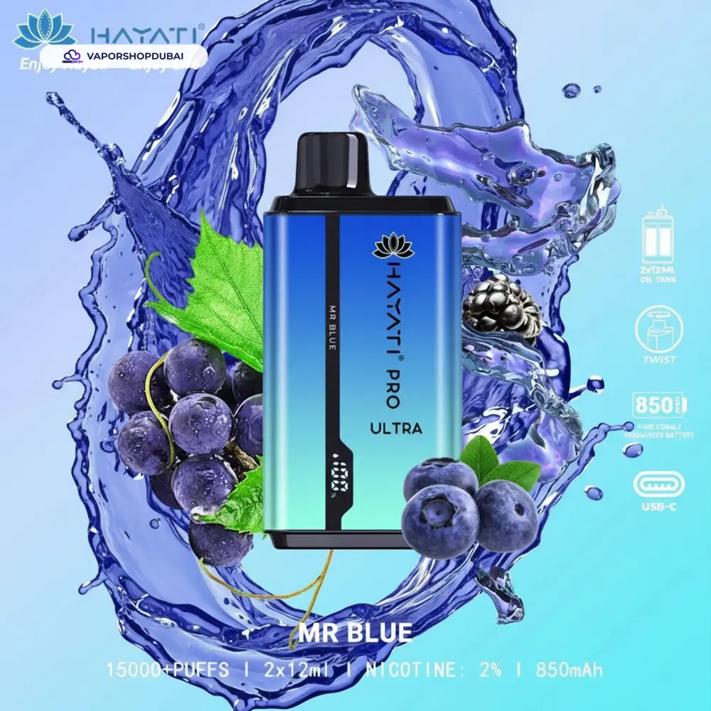 Hayati Pro Ultra 15000 Puffs Disposable Vape In UAE 52 mr-blue