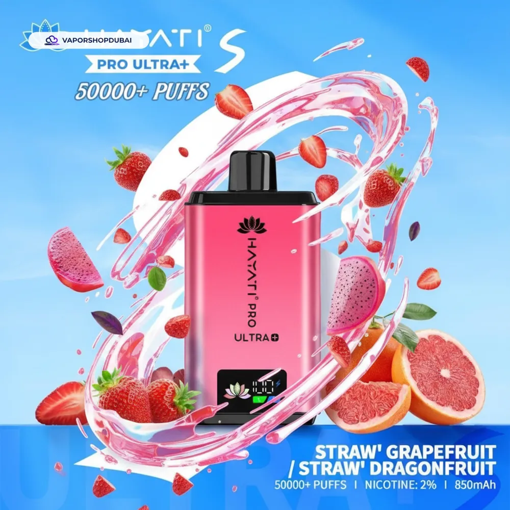 Hayati Pro Ultra+ S 50000 Puffs Disposable Vape In UAE 57 straw-grapefruit-straw-dragonfruit