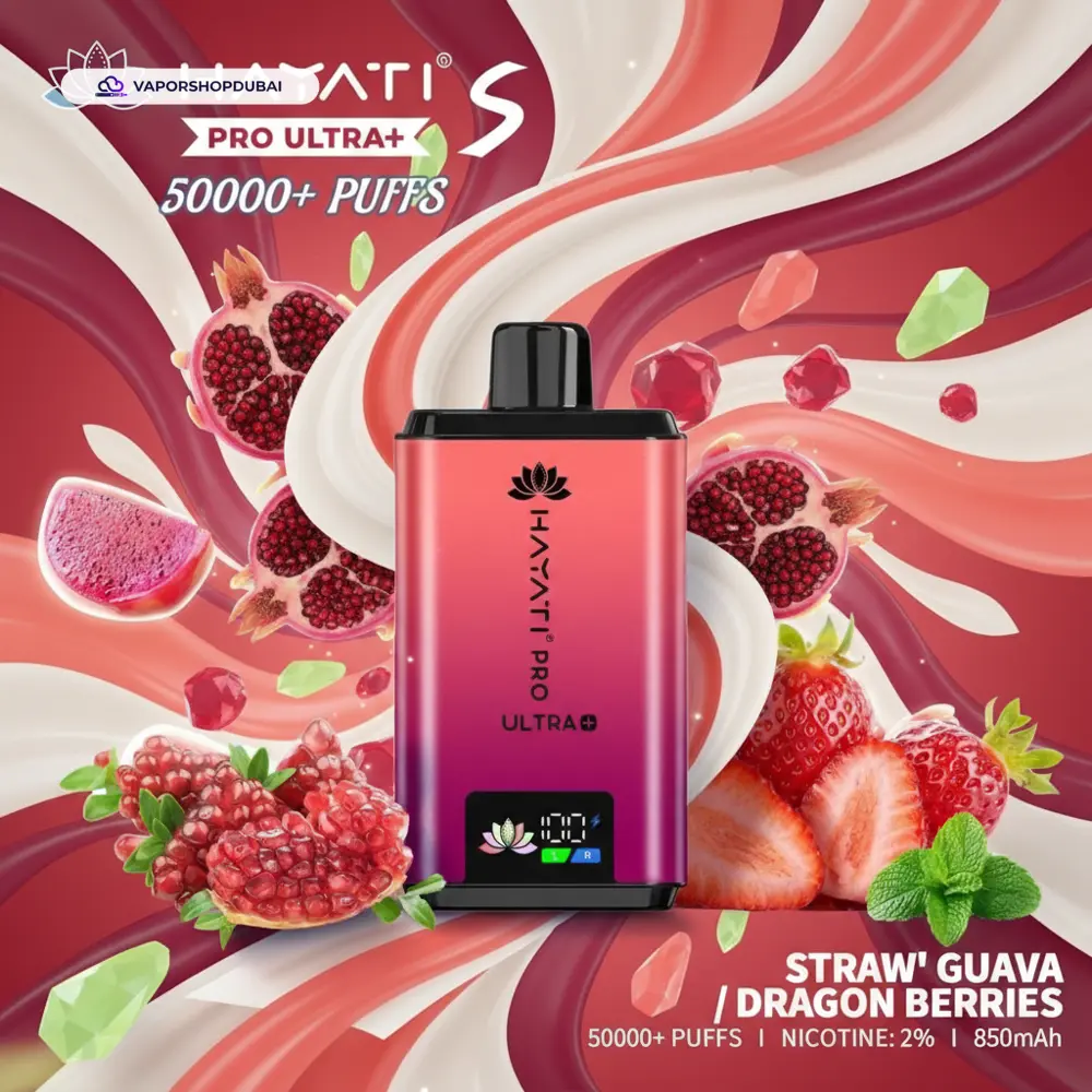 Hayati Pro Ultra+ S 50000 Puffs Disposable Vape In UAE 58 straw-guava-dragon-berries-2