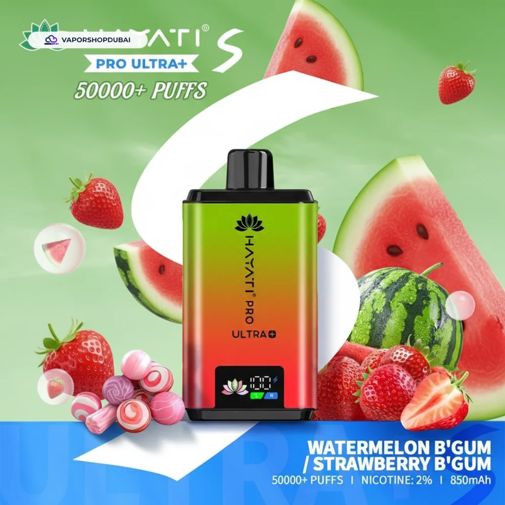 Hayati Pro Ultra+ S 50000 Puffs Disposable Vape In UAE 61 watermelon-bgum-strawberry-bgum