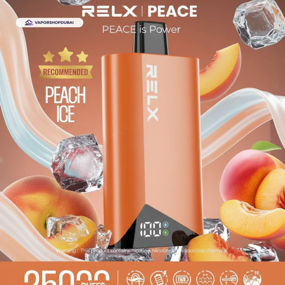 Relx Peace 25000 Puffs Disposable Vape In DUBAI,UAE 40 peach-ice