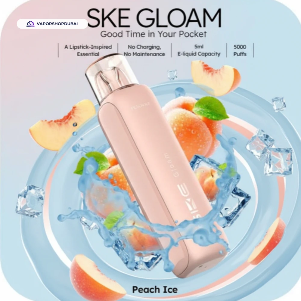 SKE Gloam 5000 Puffs Disposable Vape 20mg In UAE 34 peach-ice