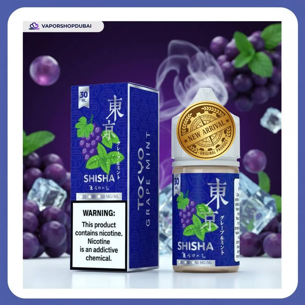 Tokyo Shisha Salt Nic 30ml E-Liquid In UAE 9 Tokyo Shisha Salt Nic 30ml In UAE grape-mint premium