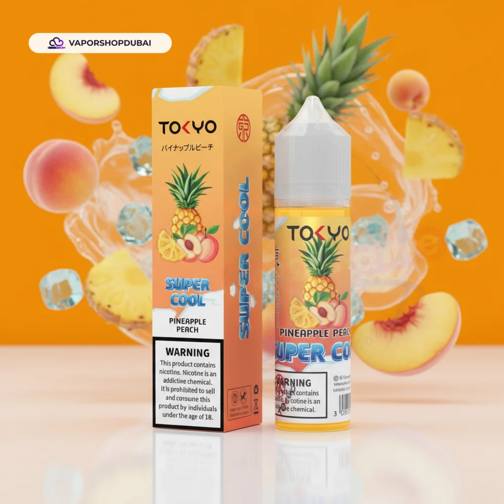 Tokyo Super Cool 60ml E-Liquid In UAE 5 Tokyo Super Cool 60ml In UAE pineapple-peach premium