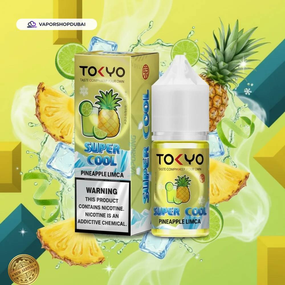 Tokyo Super Cool Saltnic 20mg 30ml E-liquid in the UAE 11 Tokyo Super Cool Saltnic 20mg 30ml E-liquid in the UAE pineapple-limca premium
