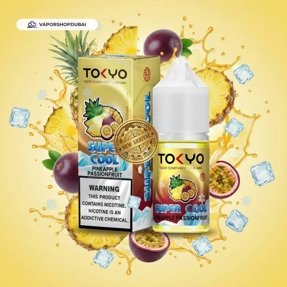 Tokyo Super Cool Saltnic 20mg 30ml E-liquid in the UAE 8 Tokyo Super Cool Saltnic 20mg 30ml E-liquid in the UAE pineapple-passionfruit premium