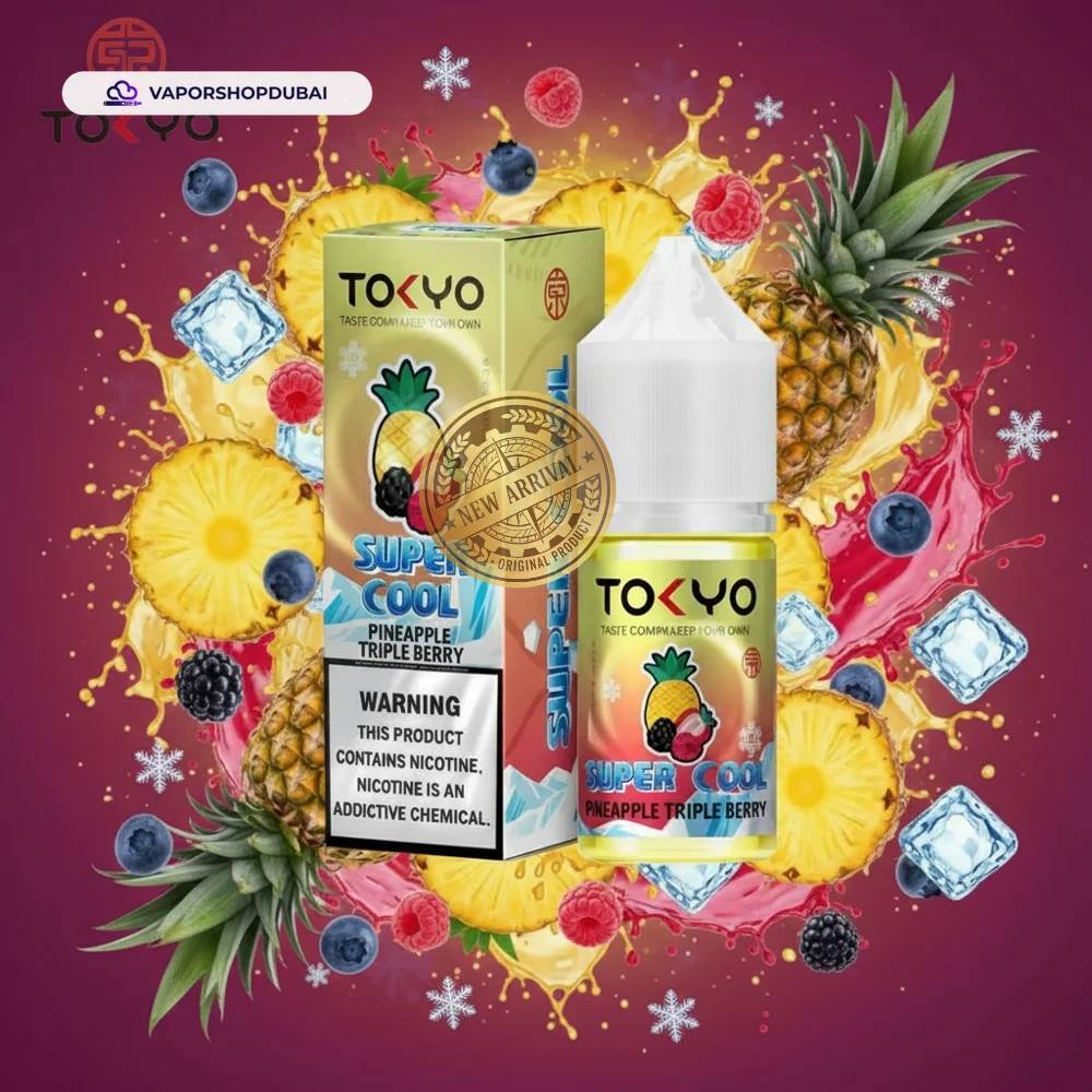 Tokyo Super Cool Saltnic 20mg 30ml E-liquid in the UAE 7 Tokyo Super Cool Saltnic 20mg 30ml E-liquid in the UAE pineapple-triple-berry premium
