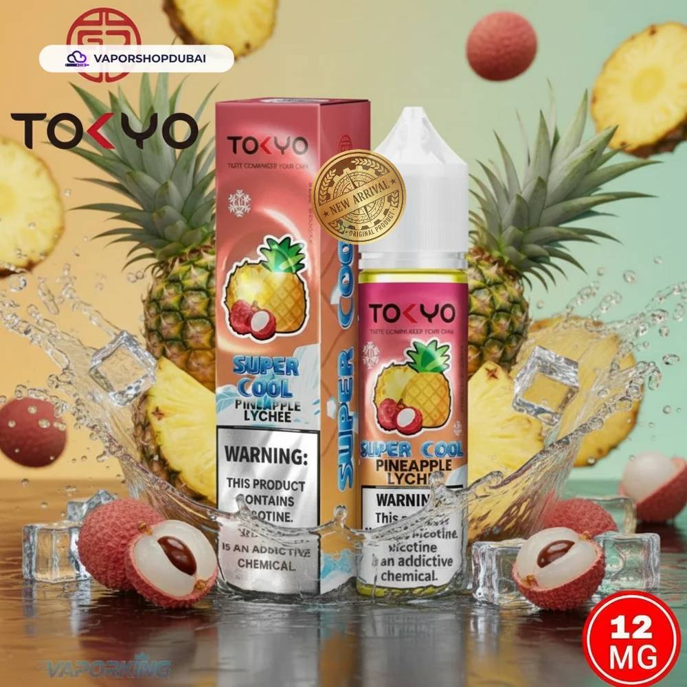 Tokyo Super Cool Series Vape In UAE 5 Tokyo Super Cool Series 12mg 60ml E-liquid in the UAE pineapple-lychee premium