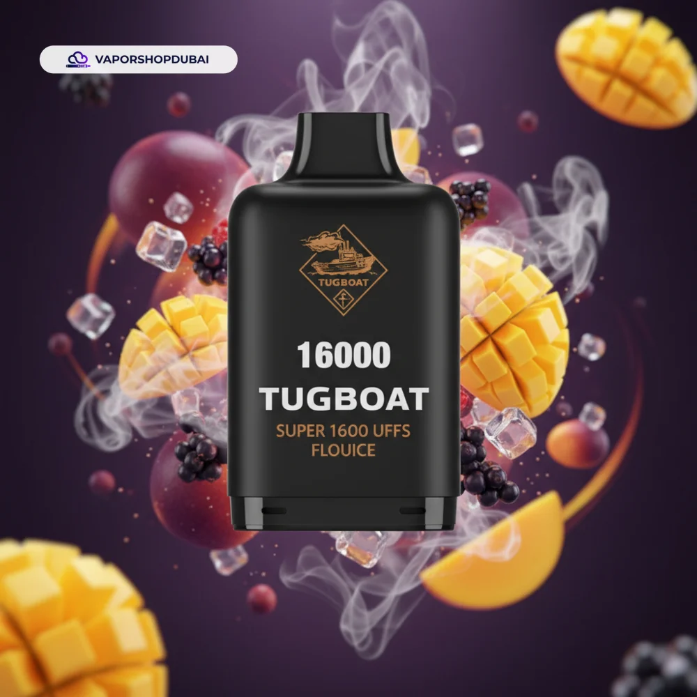 Tugboat Super 16000 Pod Cartridges Pod Kit In UAE 11 Tugboat Super 16000 Pod Cartridges Disposable Vape In UAE mango-blackcurrant premium