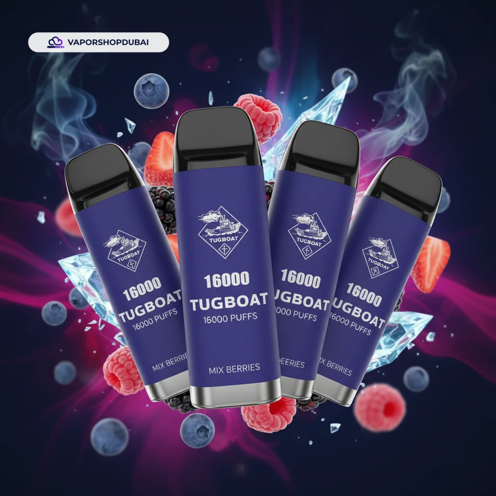 Tugboat Super 16000 Pod Cartridges Pod Kit In UAE 7 Tugboat Super 16000 Pod Cartridges Disposable Vape In UAE mixed-berries premium