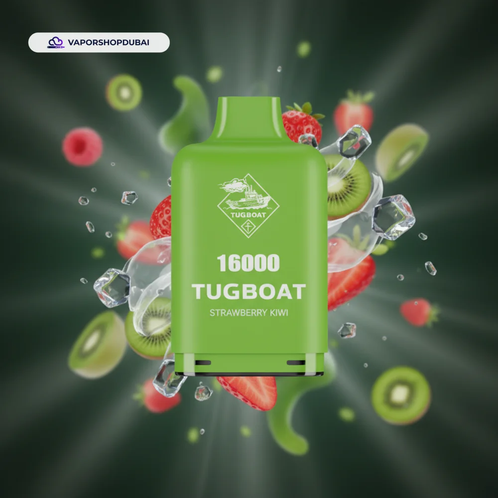 Tugboat Super 16000 Pod Cartridges Pod Kit In UAE 5 Tugboat Super 16000 Pod Cartridges Disposable Vape In UAE strawberry-kiwi premium