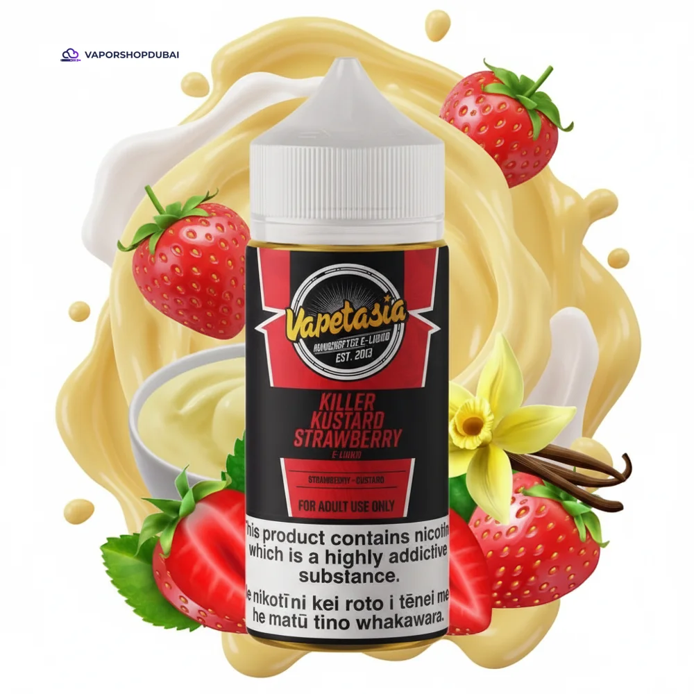 Vapetasia 100ml E-Liquid In UAE 77 killer-kustard-strawberry