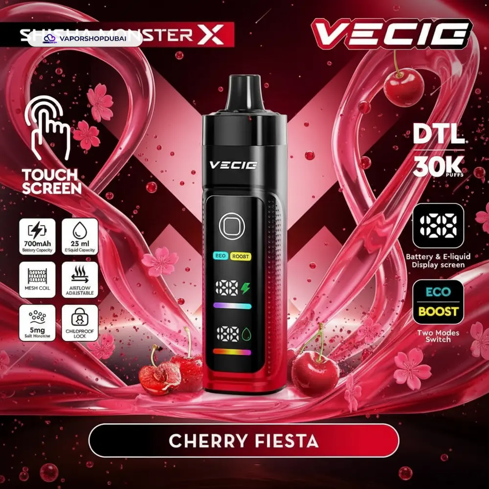 Vecig Shisha Monster X 30K DTL Disposable Hookah Disposable Vape In UAE 36 cherry-fiesta