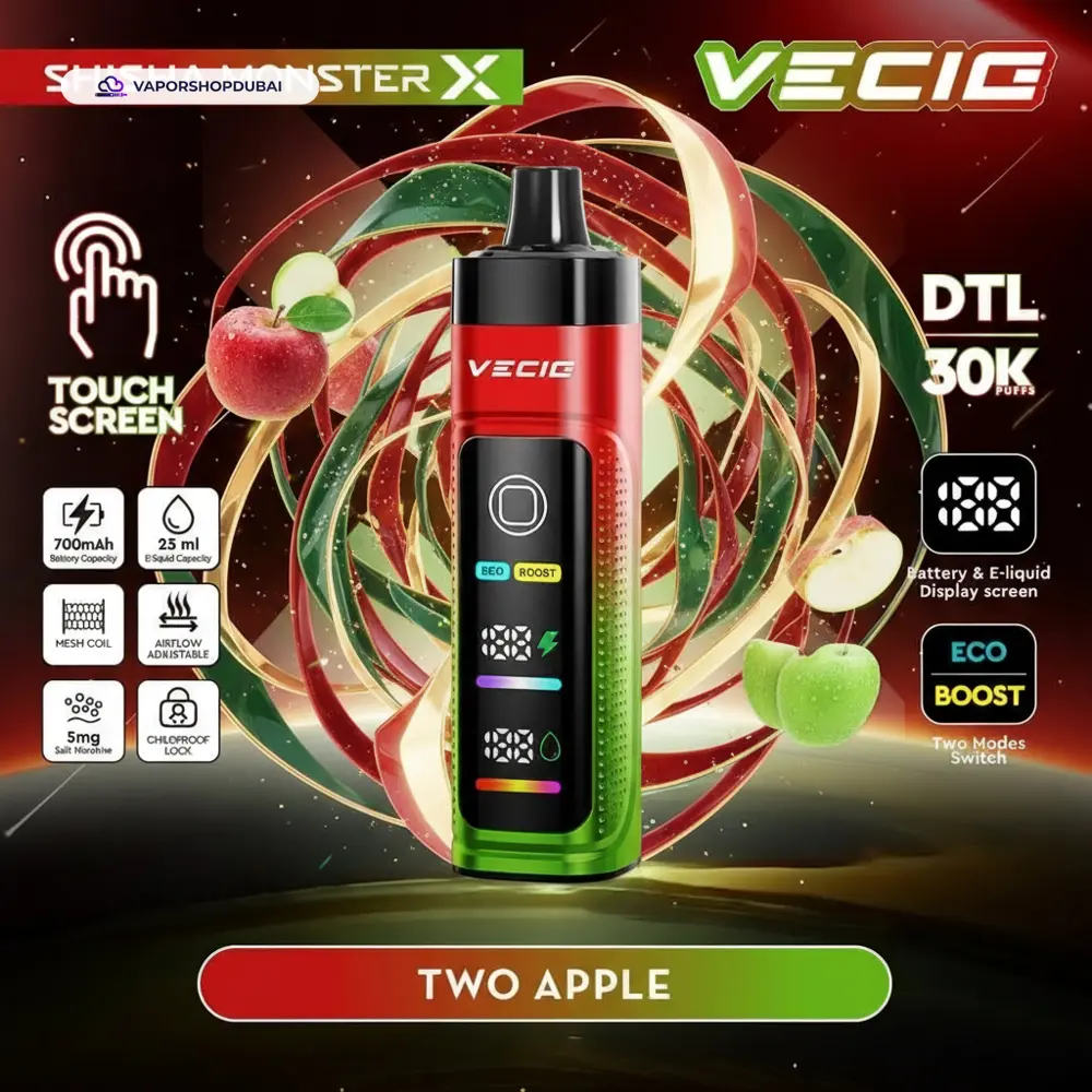Vecig Shisha Monster X 30K DTL Disposable Hookah Disposable Vape In UAE 47 two-apple