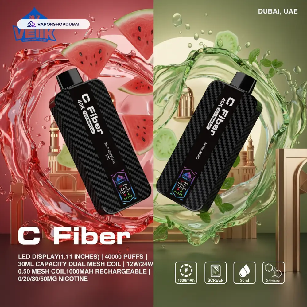 VEIIK C Fiber 40000 Puffs Vape In UAE 1 VEIIK C Fiber 40000 Puffs 20mg Disposable Vape In DUBAI, UAE
