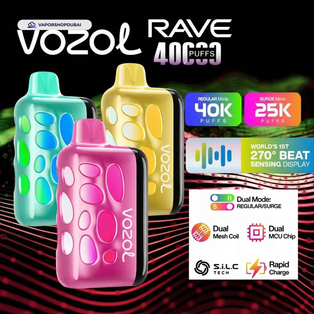 VOZOL RAVE 40000 Puffs Disposable Vape In UAE 46 double-apple
