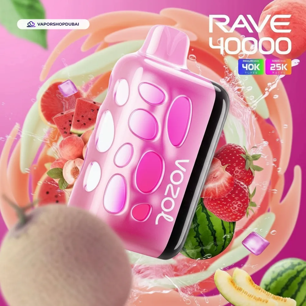 VOZOL RAVE 40000 Puffs Disposable Vape In UAE 57 strawmelon-peach