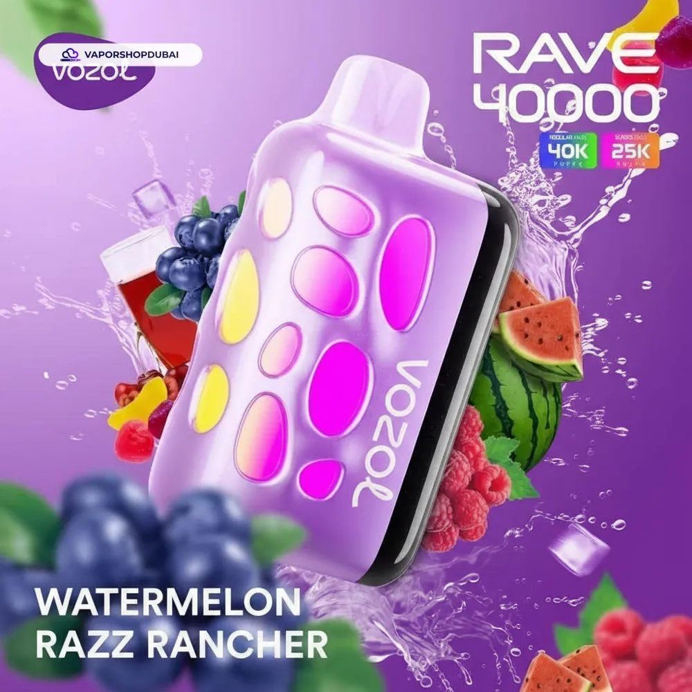 VOZOL RAVE 40000 Puffs Disposable Vape In UAE 60 watermelon-razz-rancher