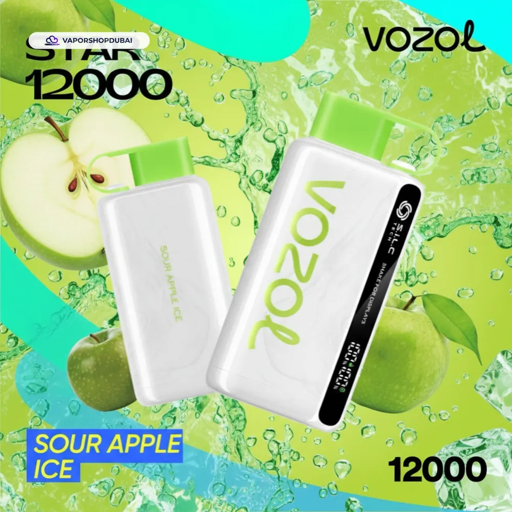 VOZOL STAR 12000 Puffs Disposable Kit Disposable Vape In UAE 53 sour-apple-ice