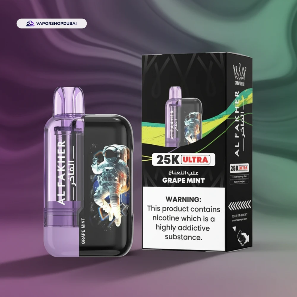 Al Fakher vape Ultra 25000 Disposable Vape 6 Al Fakher Ultra 25000 Prefilled Vape Kit Grape Mint
