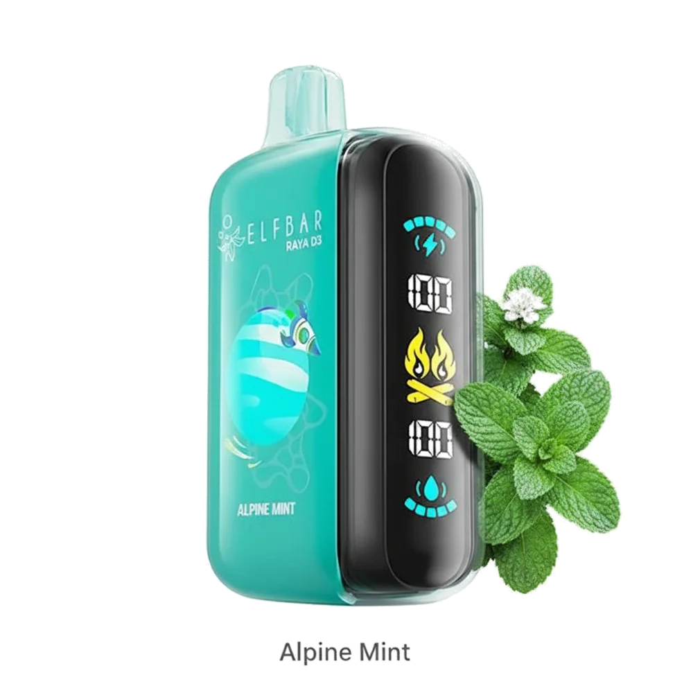 ELFBAR Raya D3 Disposable Vape In UAE 16 ELF Bar Raya D3 Disposable Pod Device (25K Puffs) Alpine Mint premium transparent