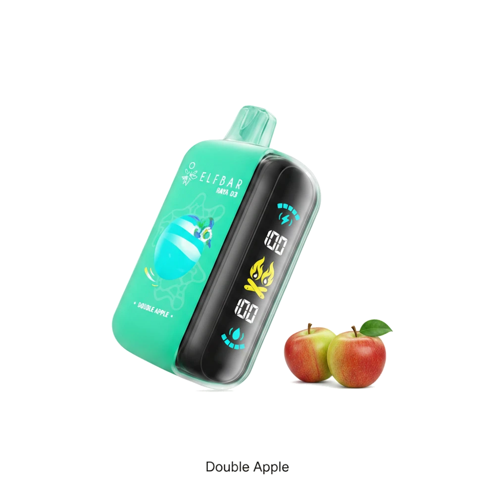 ELFBAR Raya D3 Disposable Vape In UAE 9 ELF Bar Raya D3 Disposable Pod Device (25K Puffs) Double Apple premium transparent