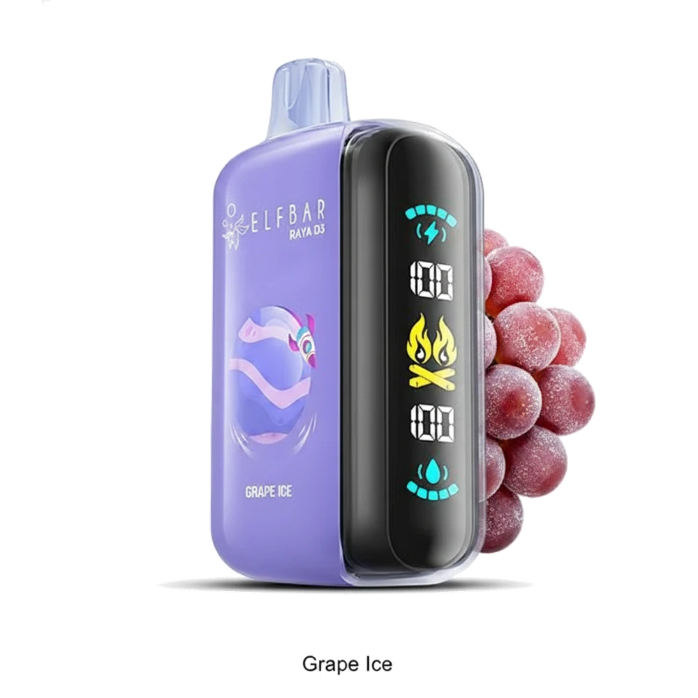 ELFBAR Raya D3 Disposable Vape In UAE 11 ELF Bar Raya D3 Disposable Pod Device (25K Puffs) Grape Ice premium transparent