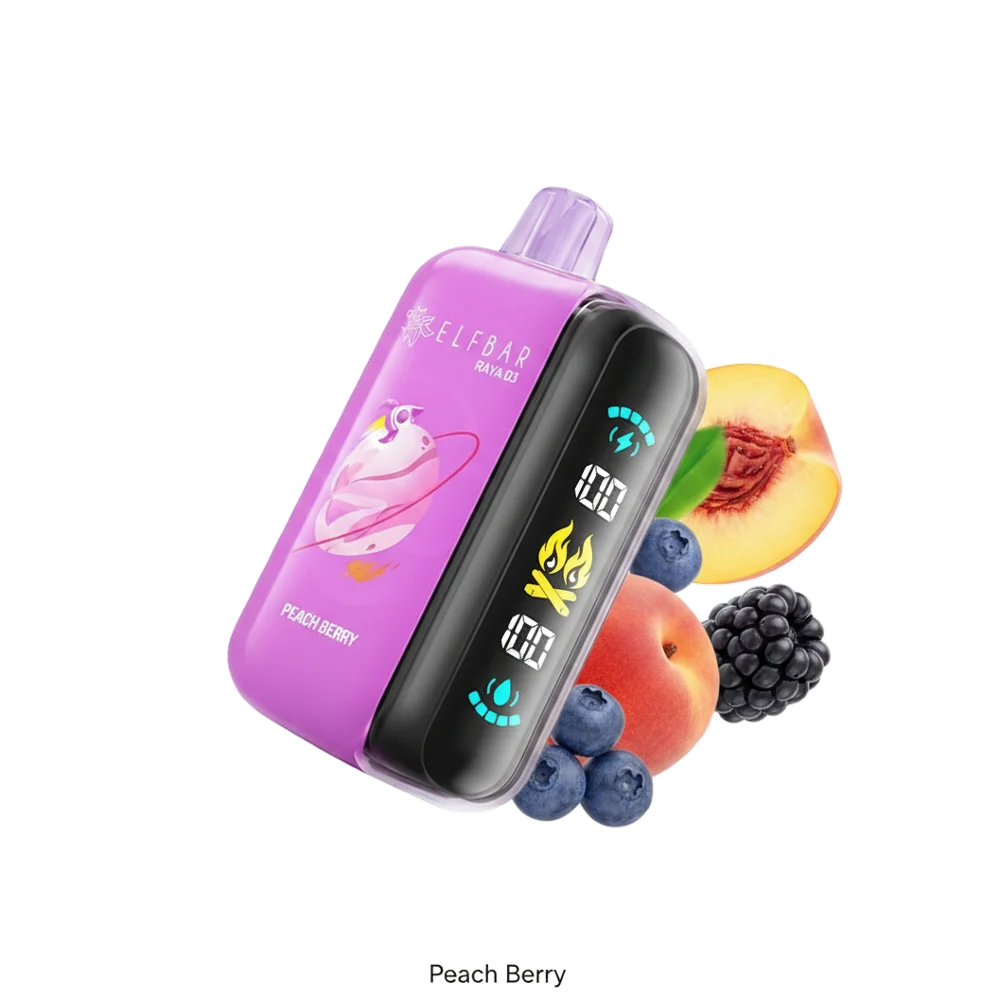 ELFBAR Raya D3 Disposable Vape In UAE 13 ELF Bar Raya D3 Disposable Pod Device (25K Puffs) Peach Berry premium transparent