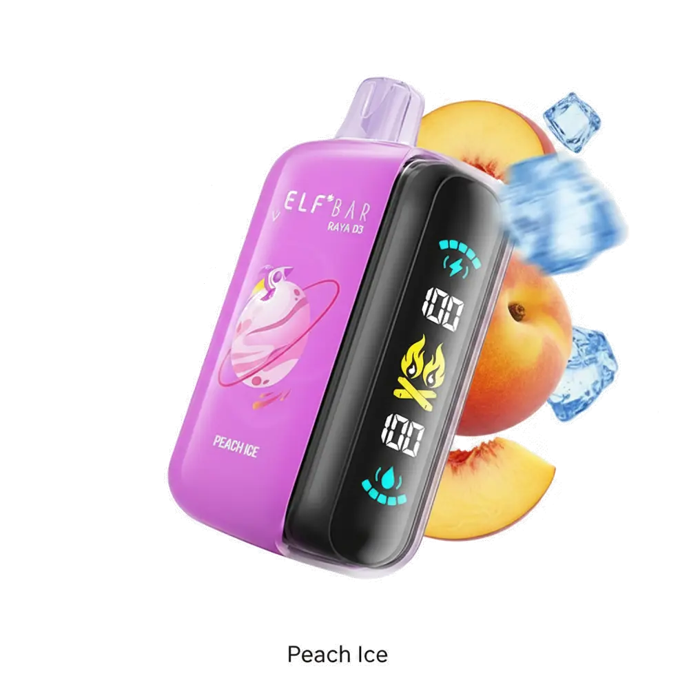 ELFBAR Raya D3 Disposable Vape In UAE 14 ELF Bar Raya D3 Disposable Pod Device (25K Puffs) Peach Ice premium transparent