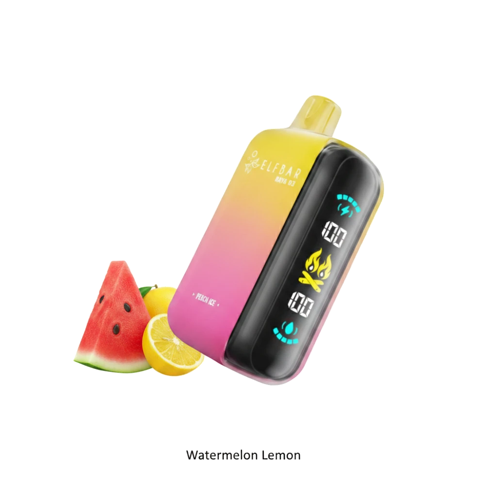 ELFBAR Raya D3 Disposable Vape In UAE 19 ELF Bar Raya D3 Disposable Pod Device (25K Puffs) Watermelon Lemon premium transparent