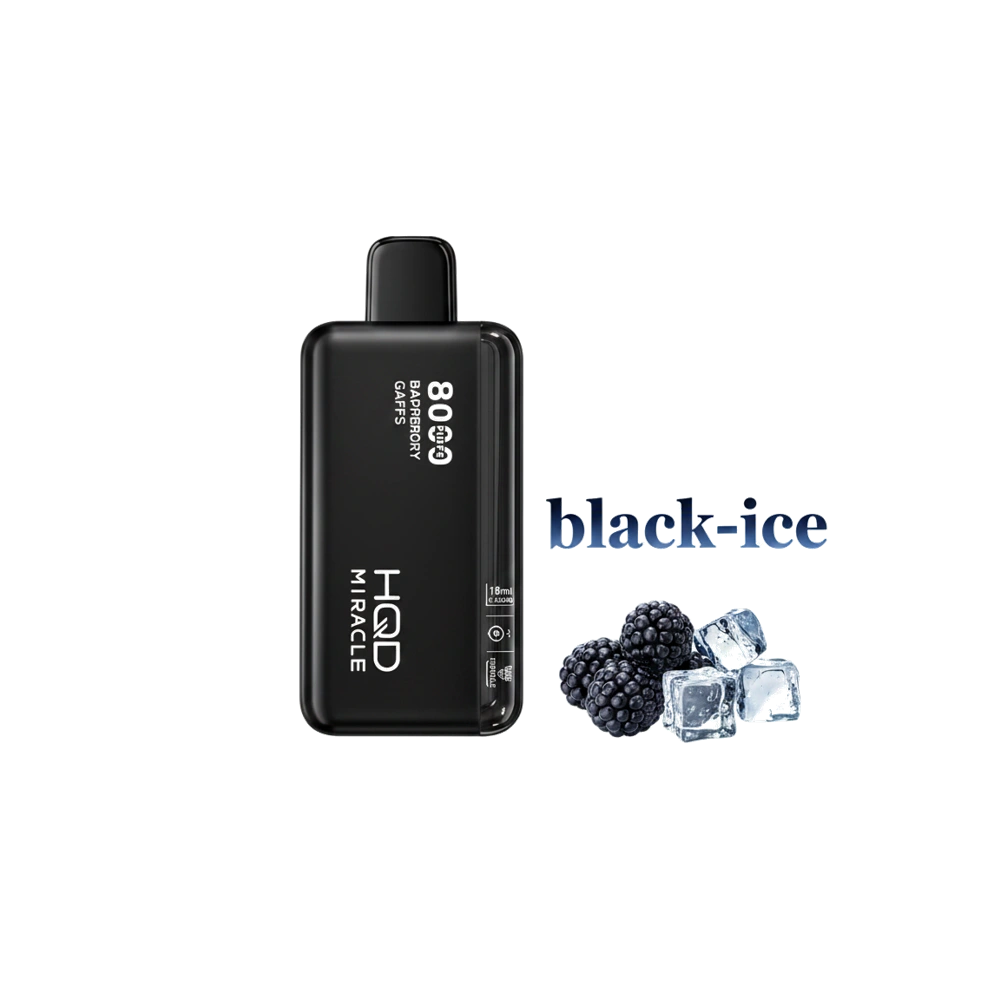 HQD Miracle 8000 Puffs Zero Nicotine (0mg) vape in the UAE 3 HQD Miracle 8000 Puffs Zero Nicotine (0mg) vape in the UAE black-ice premium transparent