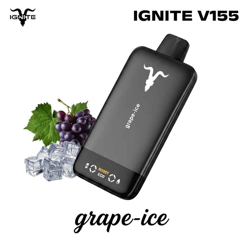IGNITE V155 15500 puff Vape Ultra Slim Pod Kit 3 IGNITE V155 15500puffs Disposable Vape Ultra Slim Pod Kit in the UAE grape-ice premium transparent